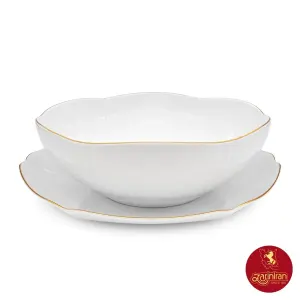 سرویس قاب و قدح چینی زرین هگزان طرح زرین لب طلایی