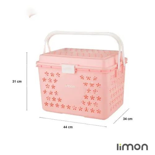 سبد پیک نیک درب دار کوتاه طرح سارینا لیمون 030