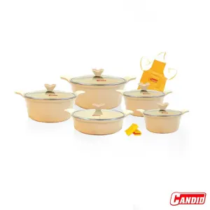 سرویس قابلمه بایوگرانیت 10 پارچه کاندید مدل اسکار رنگ کرم