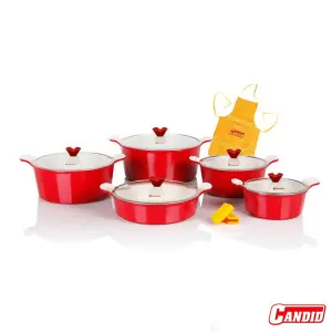 سرویس قابلمه بایوگرانیت 10 پارچه کاندید مدل اسکار رنگ شید قرمز