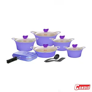 سرویس قابلمه 15 پارچه گرانیتی کاندید مدل کاپری بنفش