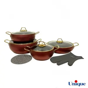 سرویس قابلمه 8 پارچه یونیک مدل مسی خمره ای UN-8357