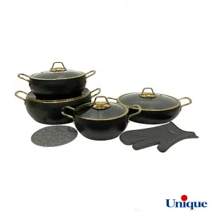 سرویس قابلمه 8 پارچه یونیک مدل مشکی خمره ای UN-8349