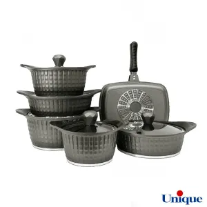 سرویس قابلمه 12 پارچه یونیک مدل نگینی طوسی UN-8209