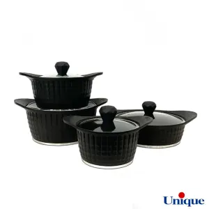 سرویس قابلمه 8 پارچه یونیک مدل نگینی مشکی UN-8200