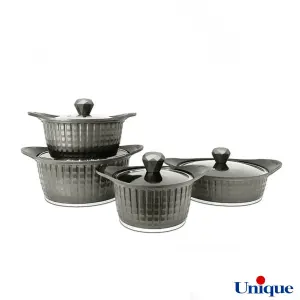 سرویس قابلمه 8 پارچه یونیک مدل نگینی طوسی UN-8201