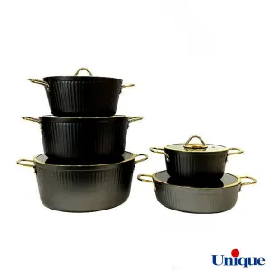 خرید سرویس قابلمه یونیک فلورانس مشکی 10 پارچه UN-8401