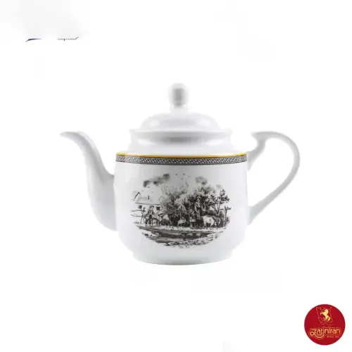 چینی زرین قوری استوانه طرح ویلیج سایز متوسط 5