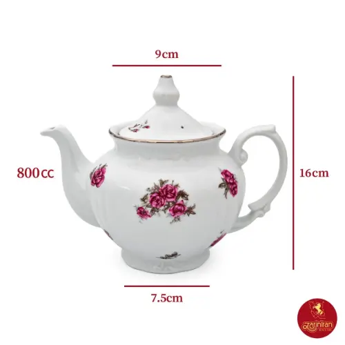 قوری چینی زرین چهار ترک طرح آران مینیاتور