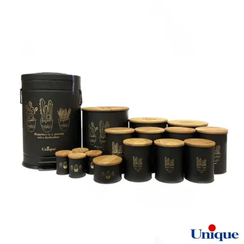 سرویس آشپزخانه 16 پارچه یونیک فانتزی الیزابت کاکتوس درب بامبو مشکی UN-9022