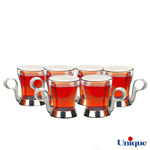 ست چای خوری نگین دار نقره ای یونیک UN-3697