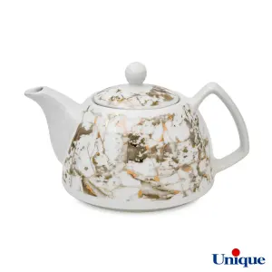 قوری چینی یونیک UN-7542 مدل گرانیت طلایی