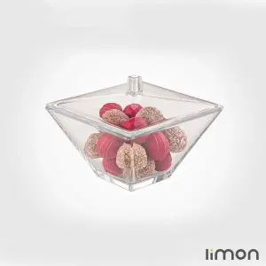 کاسه شیشه ای پذیرایی درب دار لیمون 2296