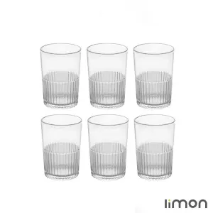 لیوان شیشه ای لیمون شیاردار 350 سی سی 6 عددی 2216