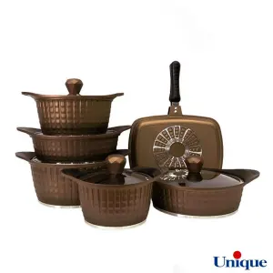 سرویس قابلمه 12 پارچه یونیک مدل نگینی مسی UN-8208