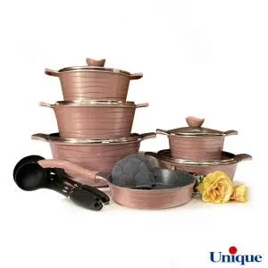 سرویس قابلمه گرانیتی یونیک 14 پارچه لاین رزگلد UN-7965