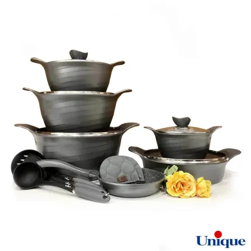 سرویس قابلمه یونیک طوسی سیلیکون رز 14 پارچه UN-7649