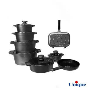 سرویس قابلمه 15 پارچه یونیک مدل دیاموند مشکی UN-8519