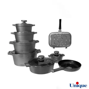 سرویس قابلمه 15 پارچه یونیک مدل دیاموند نقره ای UN-8521