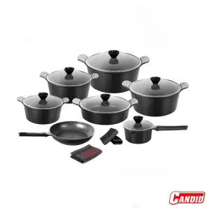 سرویس قابلمه بایوگرانیتی کاندید 16 پارچه مشکی مدل اسکار