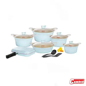 سرویس قابلمه 15 پارچه گرانیتی کاندید مدل کاپری آبی آسمانی