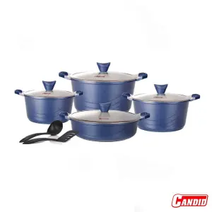 خرید سرویس قابلمه گرانیتی 10 پارچه کاندید مدل اوشن رنگ سرمه ای