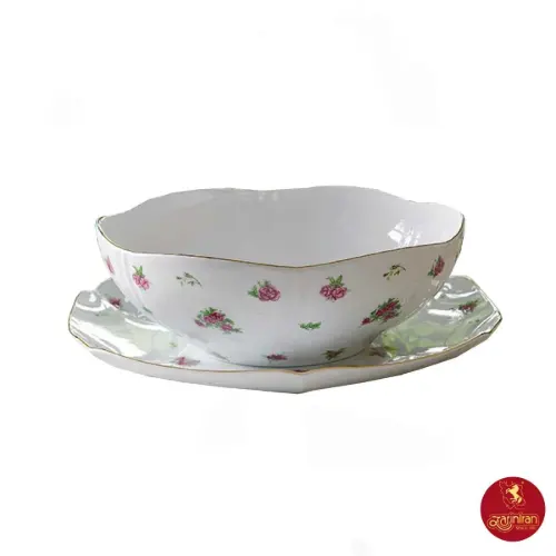 سرویس قاب و قدح چینی زرین هگزان طرح بیدگل مینیاتور