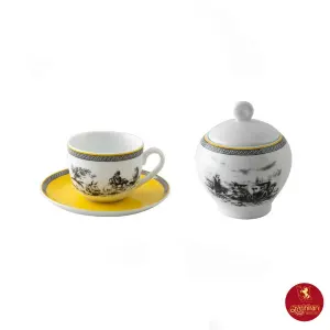 سرویس چای خوری چینی زرین ایتالیا اف طرح ویلیج 14 پارچه بهترین انتخاب برای خاص پسندان