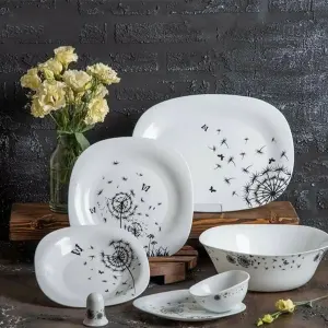 سرویس آرکوپال با کیفیت 28 پارچه پارس اپال طرح فایبر کد 840 قالب مربع