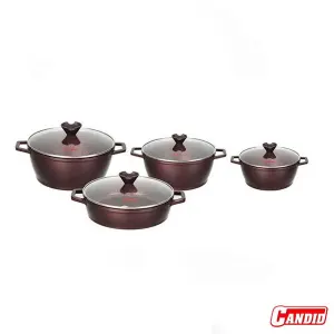 سرویس قابلمه گرانیتی 8 پارچه کاندید مدل ورونا رنگ زرشکی