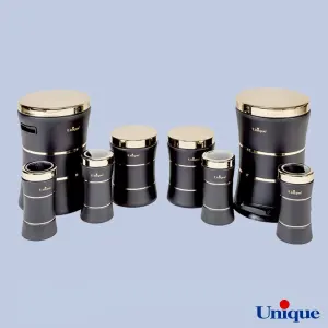 سرویس 18 پارچه کمر باریک خطی مشکی براق درب استیل یونیک UN-4571