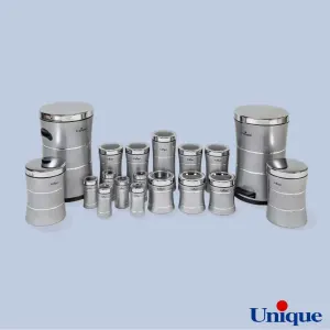 سرویس 18 پارچه کمر باریک خطی نقره ای استیل یونیک UN-4591