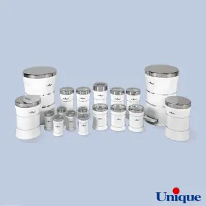 سرویس 18 پارچه کمر باریک خطی سفید استیل یونیک UN-4593