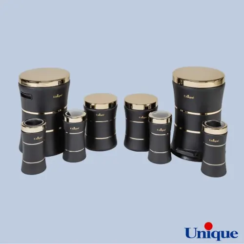 سرویس 18 پارچه کمر باریک خطی مشکی طلایی یونیک UN-4595