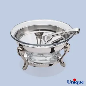 سالادخوری یونیک با انبر نگین دار نقره ای UN-3618