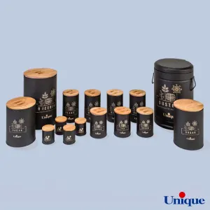 سرویس آشپزخانه 15 پارچه یونیک فانتزی مشکی گل درب بامبو UN-8053