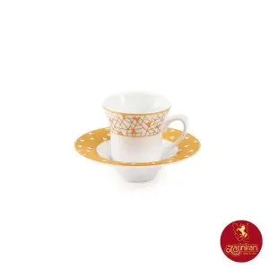 سرویس چای خوری چینی زرین شهرزاد طرح ژئومتریکال طلایی 12 پارچه