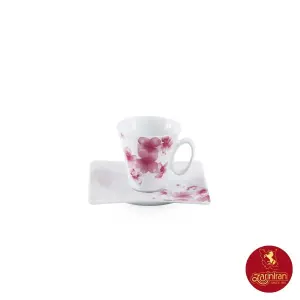 سرویس چای خوری چینی زرین وینچی طرح آزالیا پینک 12 پارچه