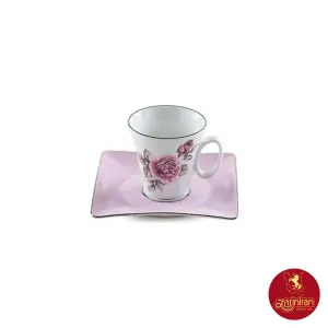 چینی زرین سرویس 12 پارچه با کیفیت چای خوری وینچی طرح رزفلاور پلاتینی