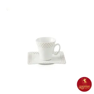 چینی زرین سرویس 12 پارچه چای خوری وینچی طرح اسپاتی پلاتینی