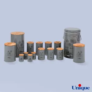 سرویس آشپزخانه 15 پارچه یونیک فانتزی طوسی درب بامبو UN-8015