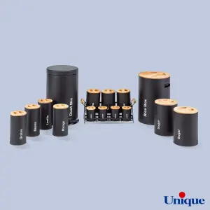 سرویس آشپزخانه یونیک 16 پارچه مشکی سنباده ای درب چوبی UN-8005