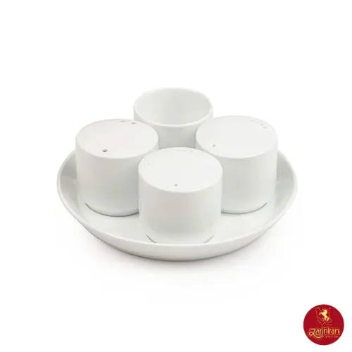 ست 5 پارچه نمک فلفل سماق چینی زرین Zi فرم اس سفید