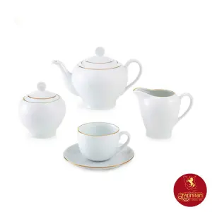 سرویس چای خوری چینی زرین ایتالیا اف طرح زرین رزگلد 17 پارچه