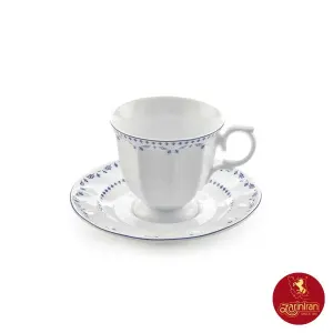 فنجان و نعلبکی چای خوری چینی زرین نئوکلاسیک طرح فرانسیس سرمه ای