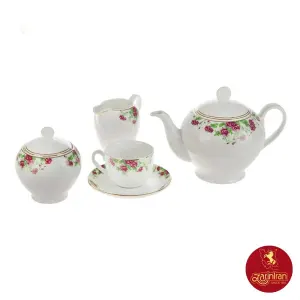 قیمت و خرید سرویس چای خوری چینی زرین ایتالیا اف طرح بیدگل 17 پارچه
