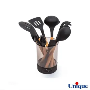 ست کفگیر و ملاقه یونیک سیلیکونی دسته چوبی کد UN-1175