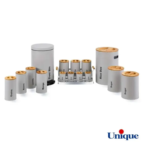 سرویس آشپزخانه یونیک 16 پارچه فیلی سنباده ای درب چوبی UN-8007