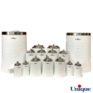 سرویس آشپزخانه 15 پارچه یونیک گلکسی سفید درب استیل UN-4609