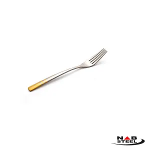 چنگال غذا خوری ناب استیل مدل فلورانس دور طلایی 6 عددی